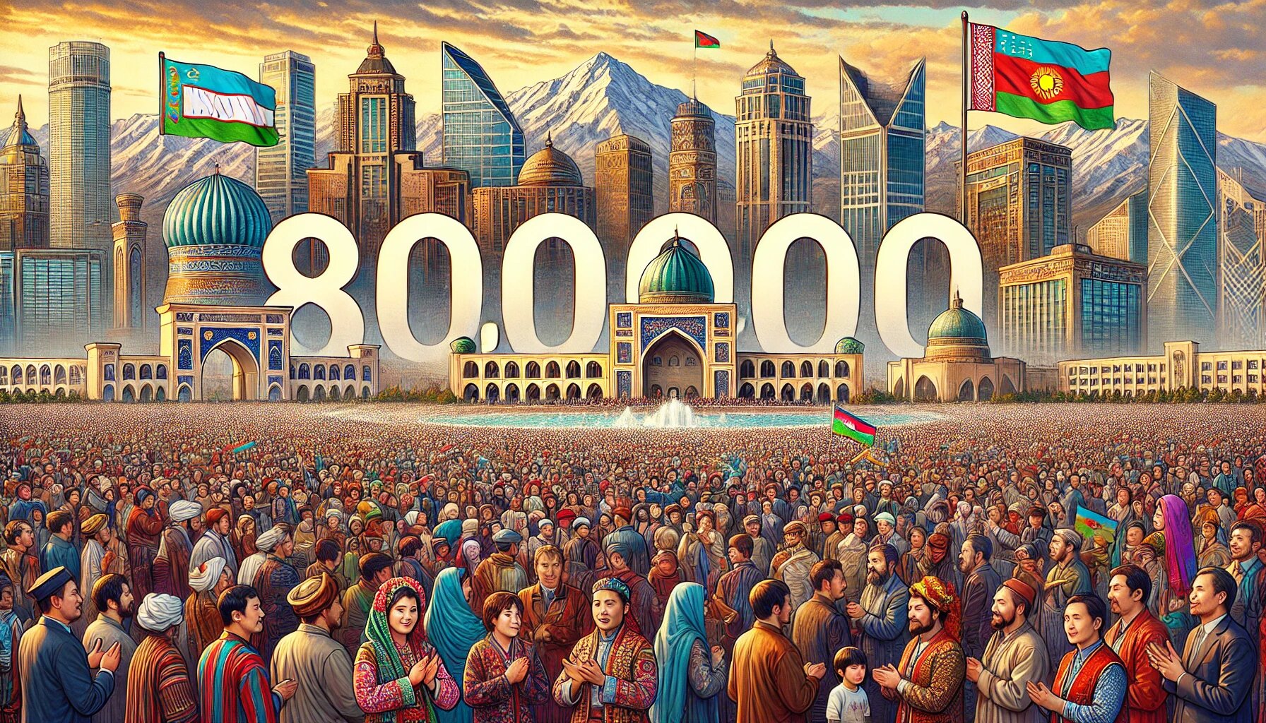 DALL·E 2025-02-05 11.53.27 - A detailed digital illustration representing the population of Central Asia surpassing 80 million people. The image features a diverse crowd of people.jpg